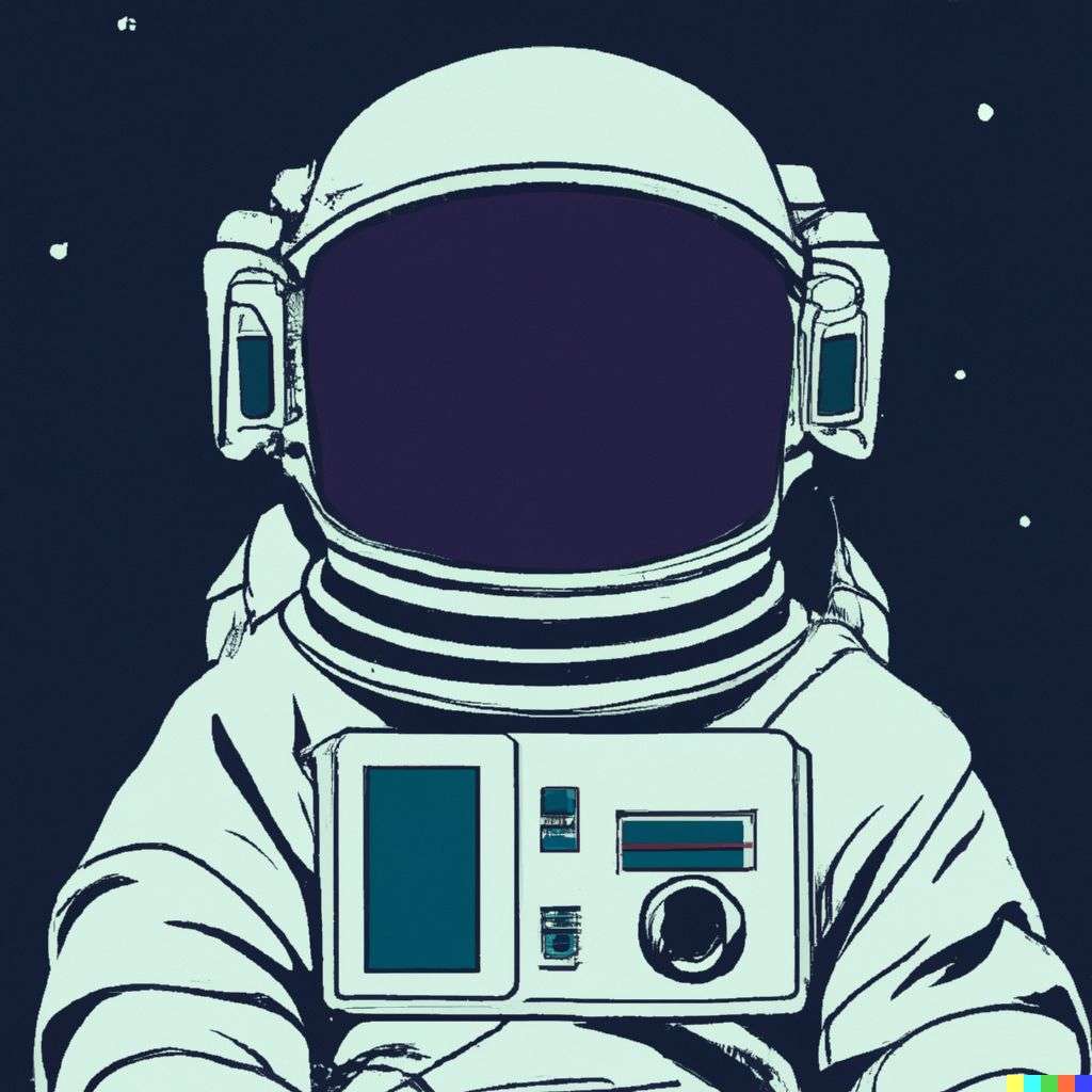 an astronaut, futuristic print